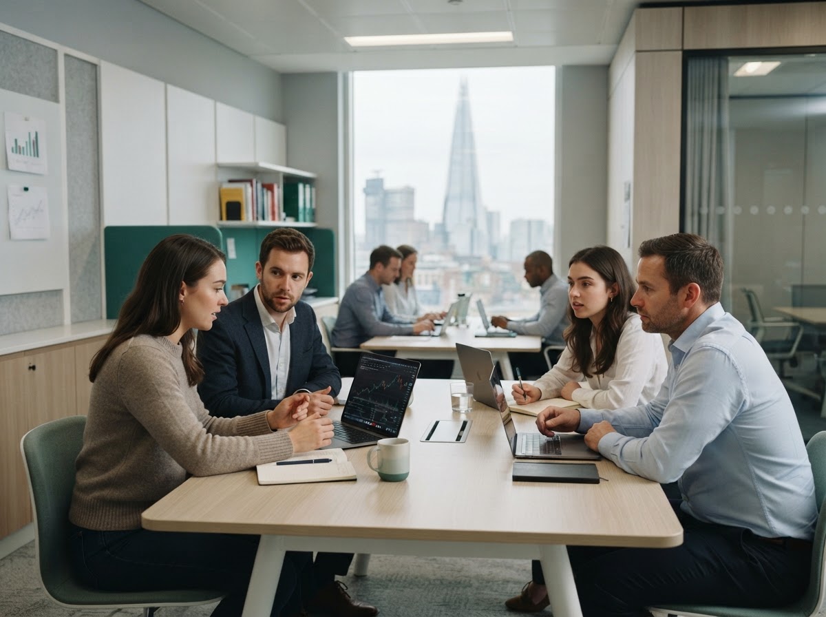 Tron Majetova team reviewing investment data analysis